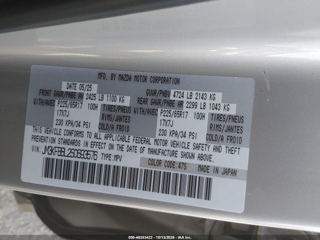 JM3KFBBL2S0693576 Mazda Cx-5 2.5 S Select