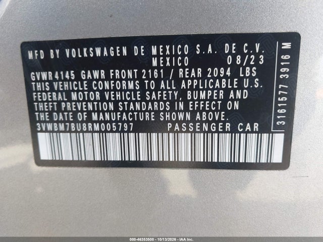 3VWBM7BU8RM005797 Volkswagen Jetta 1.5t Sport
