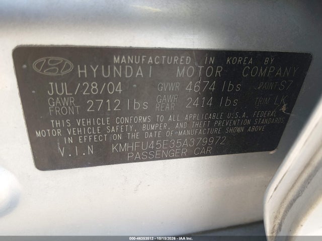 Продаж на аукціоні авто 2005 Hyundai Xg350 L, vin: KMHFU45E35A379972, номер лоту: 46353512