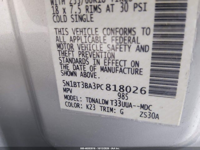 Продажа на аукционе авто 2023 Nissan Rogue Sv Fwd, vin: 5N1BT3BA3PC818026, номер лота: 46353516