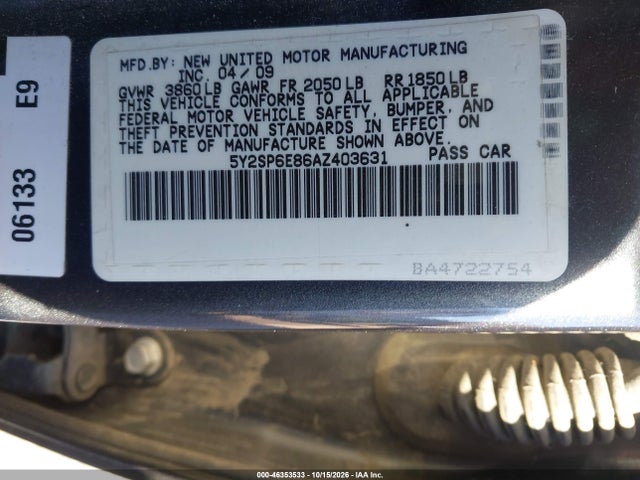 46353533 :رقم المزاد ، 5Y2SP6E86AZ403631 vin ، 2010 Pontiac Vibe مزاد بيع