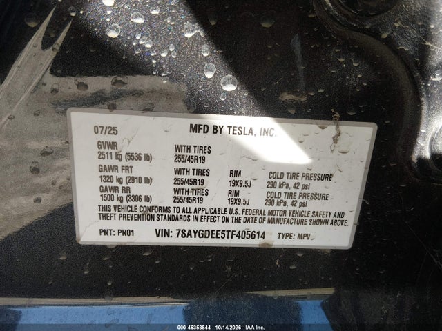 Продаж на аукціоні авто 2026 Tesla Model Y All-wheel Drive/long Range Launch Series/premium All-wheel Drive, vin: 7SAYGDEE5TF405614, номер лоту: 46353544