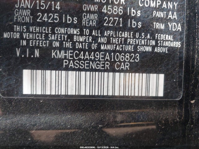 KMHEC4A49EA106823 Hyundai Sonata Hybrid Limited