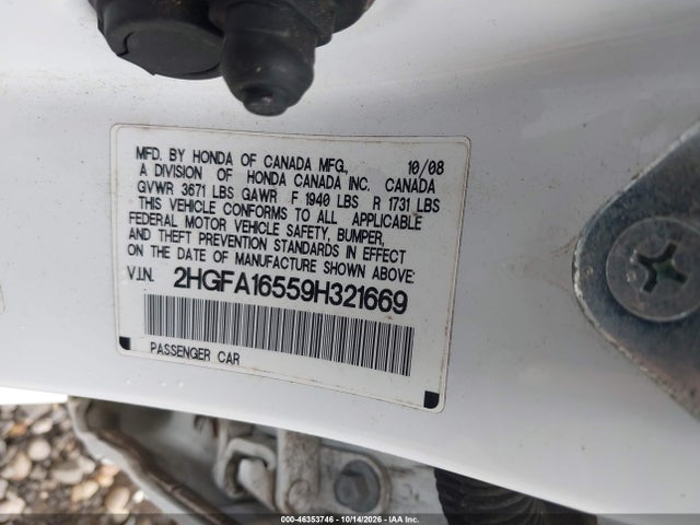 Продаж на аукціоні авто 2009 Honda Civic Lx, vin: 2HGFA16559H321669, номер лоту: 46353746