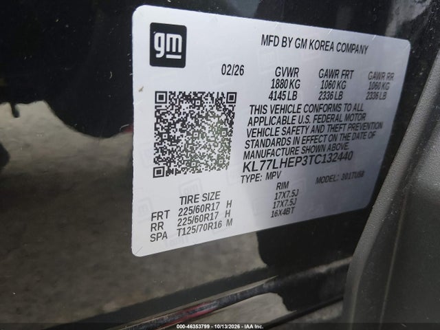 KL77LHEP3TC132440 Chevrolet Trax Fwd Lt