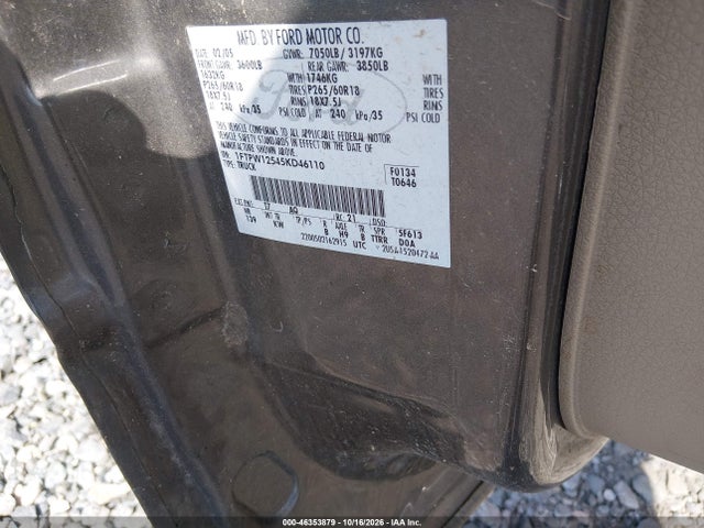 2005 Ford F-150 Lariat/xlt მანქანა იყიდება აუქციონზე, vin: 1FTPW12545KD46110, აუქციონის ნომერი: 46353879
