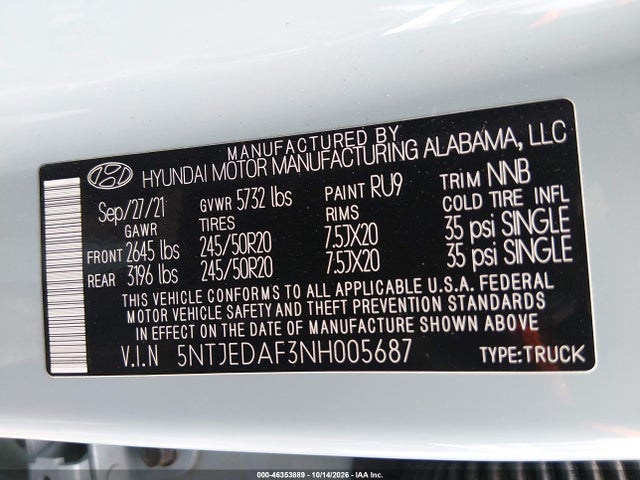 Hyundai Santa Cruz Limited 2022 5NTJEDAF3NH005687 Image 9