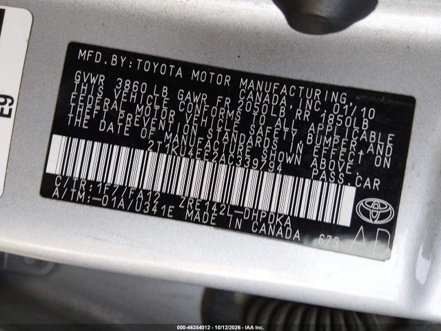 Aukcja sprzedaży 2010 Toyota Matrix, vin: 2T1KU4EE2AC339794, numer aukcji: 46354012