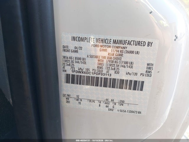 Продажа на аукционе авто 2023 Ford F-650 Diesel, vin: 1FDWX6DC1PDF03113, номер лота: 46354131