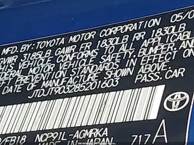 46354344 :رقم المزاد ، JTDJT903285201603 vin ، 2008 Toyota Yaris مزاد بيع