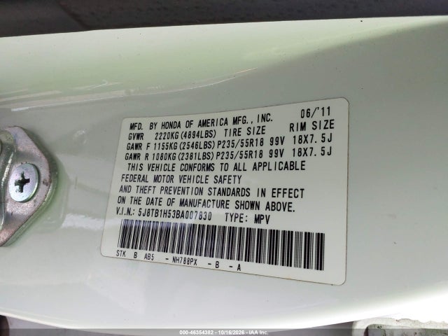 Продажа на аукционе авто 2011 Acura Rdx, vin: 5J8TB1H53BA007830, номер лота: 46354382