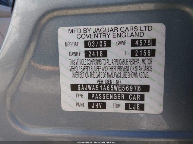 46354535 :رقم المزاد ، SAJWA51A65WE56976 vin ، 2005 Jaguar X-type 3.0 مزاد بيع
