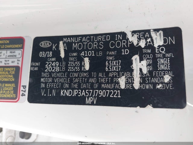 KIA SOUL + 2018 KNDJP3A57J7907221 Image 9