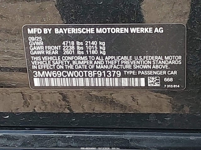Aukcja sprzedaży 2026 Bmw 330i Na, vin: 3MW69CW00T8F91379, numer aukcji: 46354565