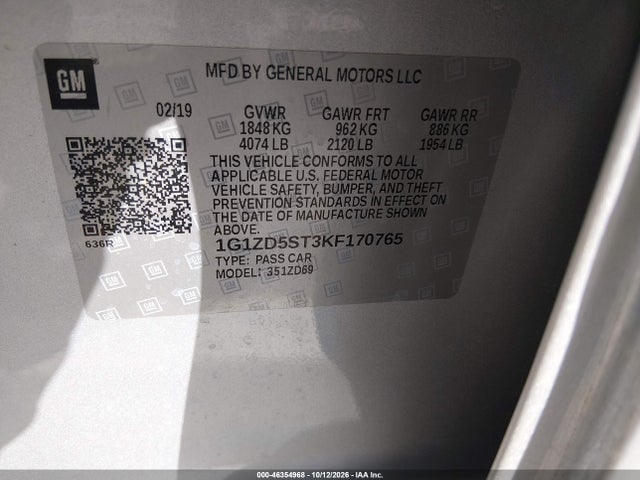 1G1ZD5ST3KF170765 Chevrolet MALIBU LT