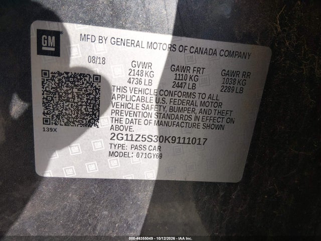 Chevrolet IMPALA LT 2019 2G11Z5S30K9111017 Image 9