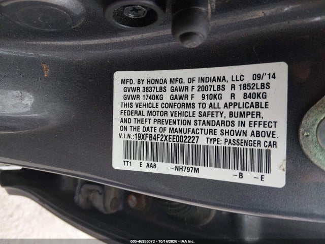 Aukcja sprzedaży 2014 Honda Civic Hybrid, vin: 19XFB4F2XEE002227, numer aukcji: 46355072