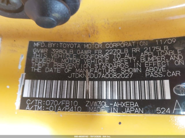 Продаж на аукціоні авто 2010 Toyota Prius Iii, vin: JTDKN3DU7A0082027, номер лоту: 46355162