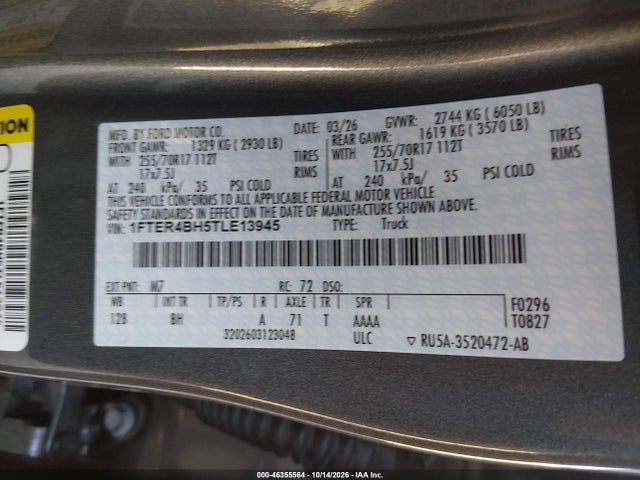 1FTER4BH5TLE13945 Ford RANGER XL