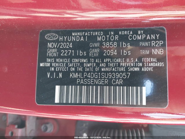 Продаж на аукціоні авто 2025 Hyundai Elantra Limited, vin: KMHLP4DG1SU939057, номер лоту: 46355609