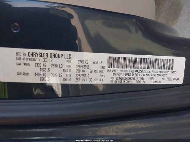 2013 Dodge Grand Caravan Sxt მანქანა იყიდება აუქციონზე, vin: 2C4RDGCG0DR635910, აუქციონის ნომერი: 46355618