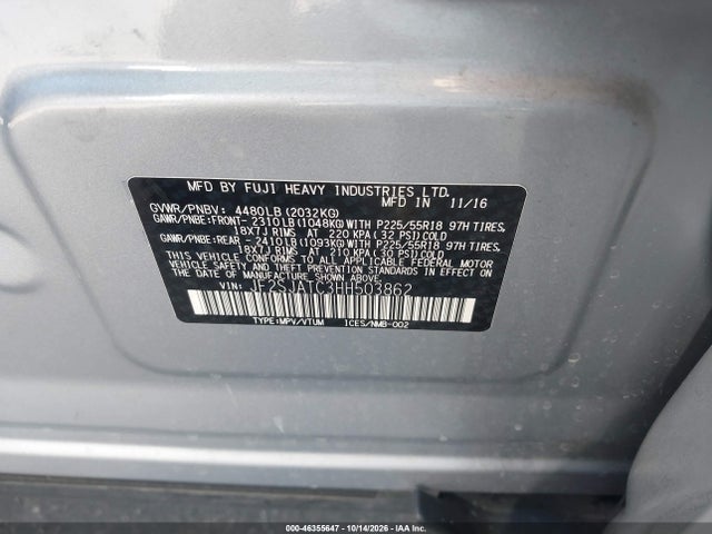 JF2SJATC3HH503862 Subaru Forester 2.5i Touring