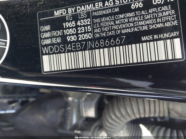 Продаж на аукціоні авто 2018 Mercedes-benz Cla 250, vin: WDDSJ4EB7JN686667, номер лоту: 46355820