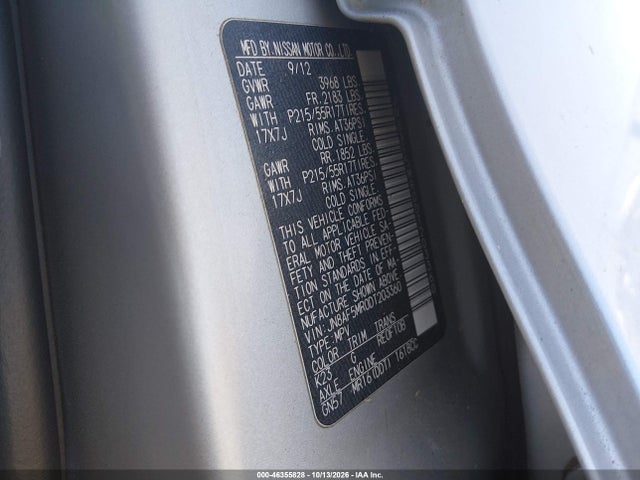Продаж на аукціоні авто 2013 Nissan Juke S, vin: JN8AF5MR0DT203360, номер лоту: 46355828