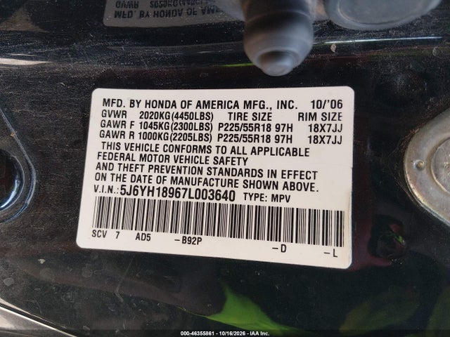Aukcja sprzedaży 2007 Honda Element Sc, vin: 5J6YH18967L003640, numer aukcji: 46355861