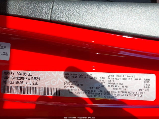 Продаж на аукціоні авто 2024 Jeep Wrangler 4-door Sport S 4x4, vin: 1C4PJXDN4RW108559, номер лоту: 46355880