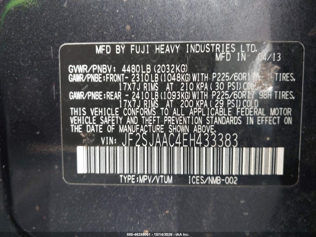 Subaru Forester 2.5i 2014 JF2SJAAC4EH433383 Image 9