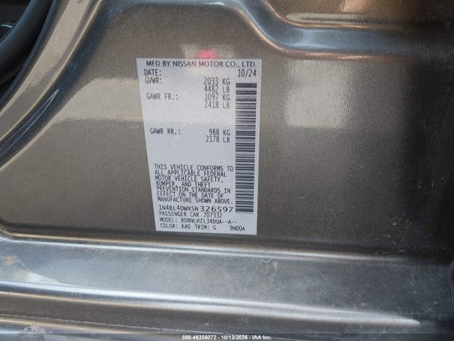 Nissan Altima Sv Awd 2025 1N4BL4DWXSN326597 Image 9