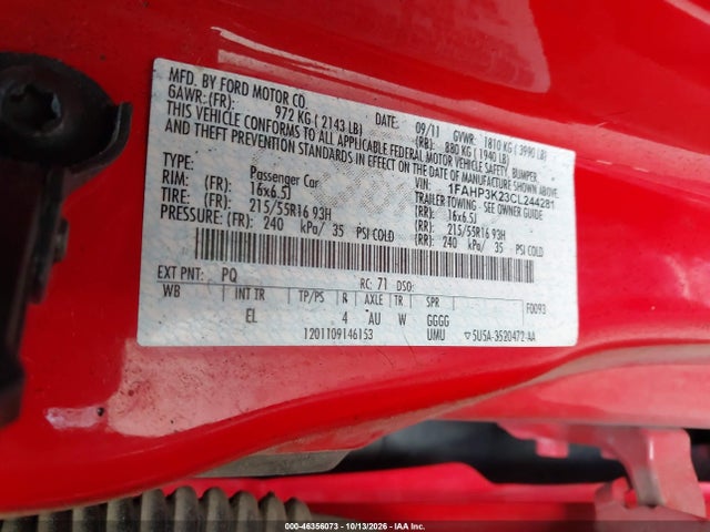 Продажа на аукционе авто 2012 Ford Focus Se, vin: 1FAHP3K23CL244281, номер лота: 46356073