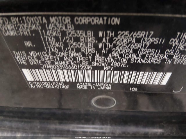 2006 Toyota Rav4 მანქანა იყიდება აუქციონზე, vin: JTMBD33V666012245, აუქციონის ნომერი: 46356131