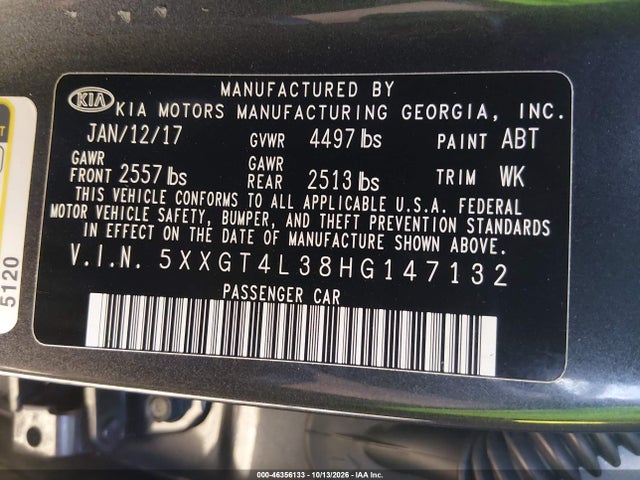 KIA Optima Lx 2017 5XXGT4L38HG147132 Image 9