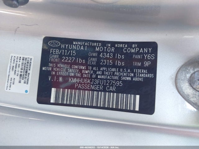 Продаж на аукціоні авто 2015 Hyundai Genesis 3.8 Ultimate, vin: KMHHU6KJ3FU127595, номер лоту: 46356253