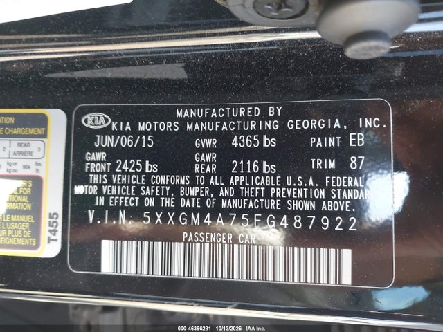KIA Optima Lx 2015 5XXGM4A75FG487922 Image 9