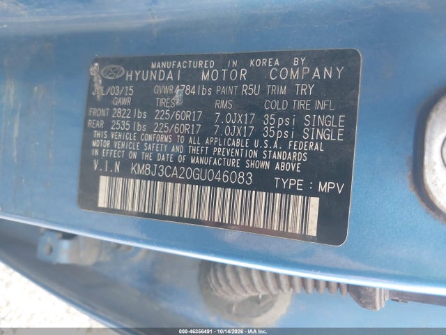 Продажа на аукционе авто 2016 Hyundai Tucson Eco, vin: KM8J3CA20GU046083, номер лота: 46356491