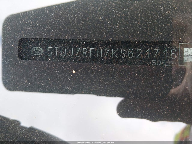 Продаж на аукціоні авто 2019 Toyota Highlander Xle, vin: 5TDJZRFH7KS621716, номер лоту: 46356811