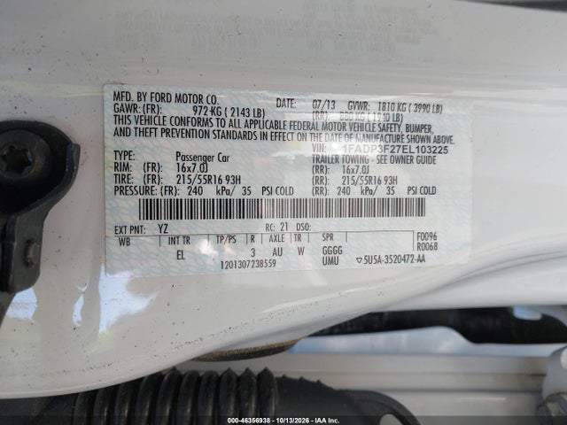 Продаж на аукціоні авто 2014 Ford Focus Se, vin: 1FADP3F27EL103225, номер лоту: 46356938