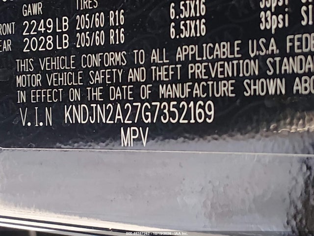46357262 :رقم المزاد ، KNDJN2A27G7352169 vin ، 2016 Kia Soul مزاد بيع