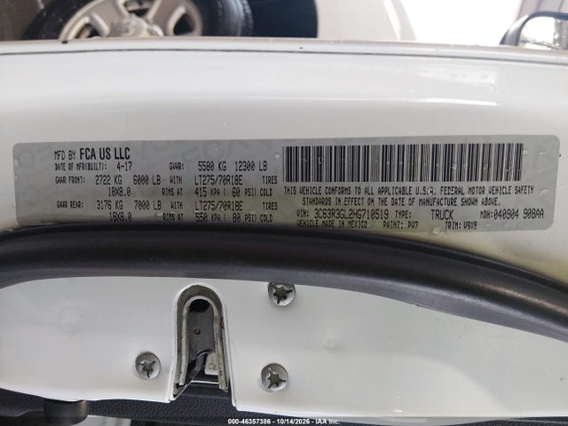 46357386 :رقم المزاد ، 3C63R3GL2HG710519 vin ، 2017 Ram 3500 Tradesman  4x4 8' Box مزاد بيع