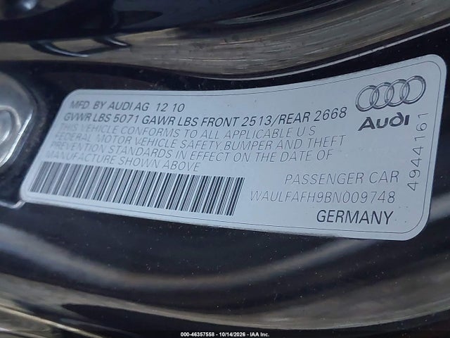 Продажа на аукционе авто 2011 Audi A5 2.0t Premium, vin: WAULFAFH9BN009748, номер лота: 46357558