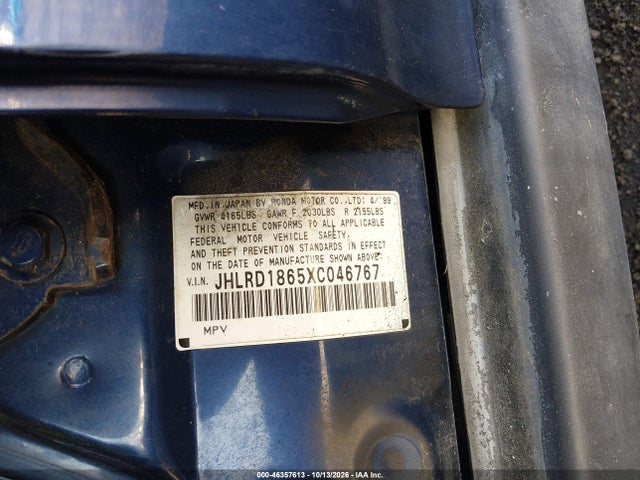 Продажа на аукционе авто 1999 Honda Cr-v Ex, vin: JHLRD1865XC046767, номер лота: 46357613