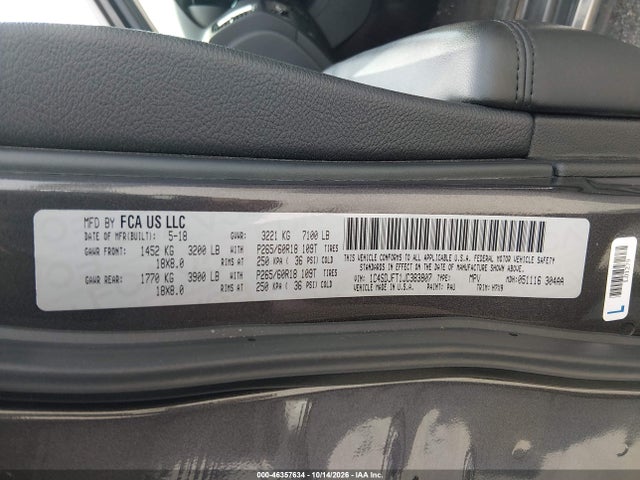 46357634 :رقم المزاد ، 1C4SDJFT1JC383807 vin ، 2018 Dodge Durango Special Service Awd مزاد بيع