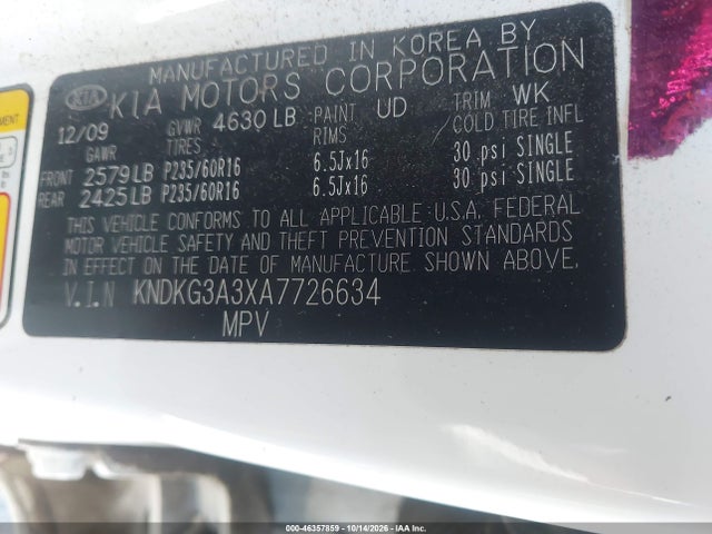 Продажа на аукционе авто 2010 Kia Sportage Lx V6, vin: KNDKG3A3XA7726634, номер лота: 46357859