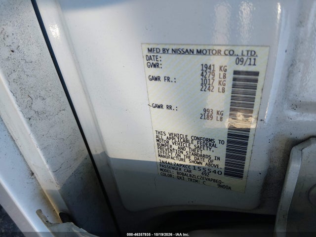 Продажа на аукционе авто 2012 Nissan Altima 2.5 S, vin: 1N4AL2APXCC155540, номер лота: 46357935