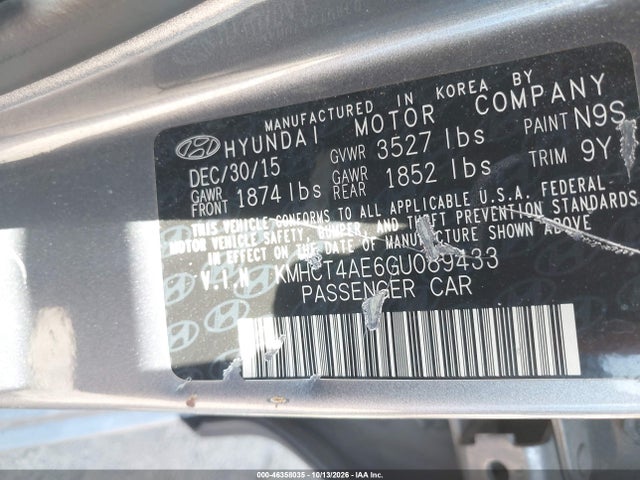 Продаж на аукціоні авто 2016 Hyundai Accent Se, vin: KMHCT4AE6GU089433, номер лоту: 46358035