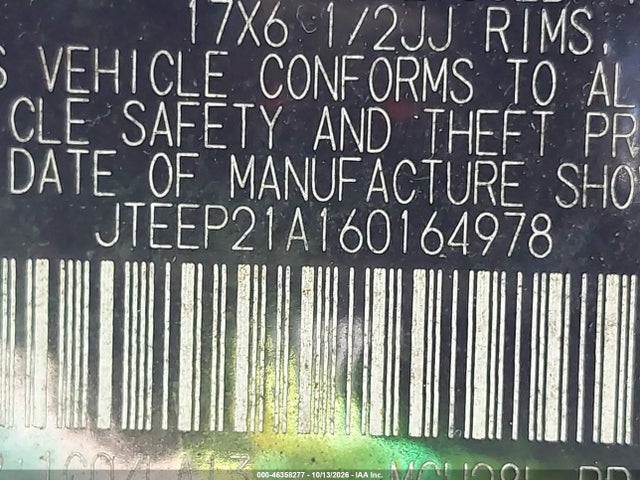 46358277 :رقم المزاد ، JTEEP21A160164978 vin ، 2006 Toyota Highlander Limited V6 مزاد بيع