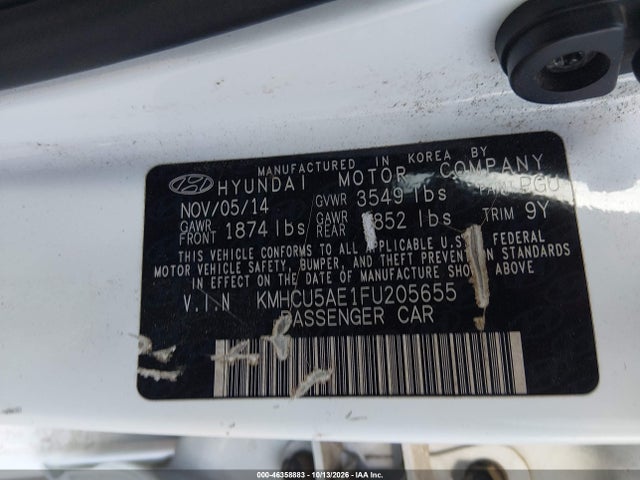 Aukcja sprzedaży 2015 Hyundai Accent Sport, vin: KMHCU5AE1FU205655, numer aukcji: 46358883